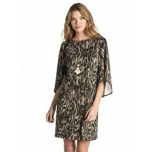 AGB Sweater Dress Animal Print Black‎ Gray Brown Metallic 16